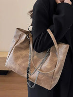 Interior Pockets Chain Strap Tote Bag