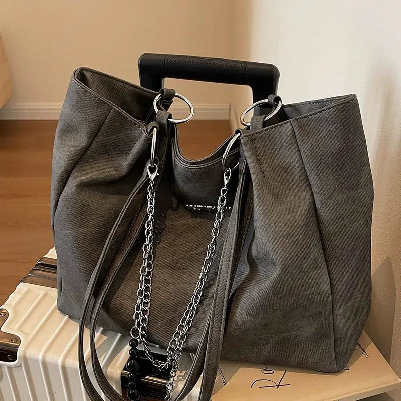 Interior Pockets Chain Strap Tote Bag