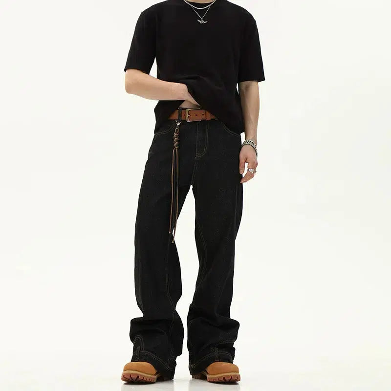 Inverted Wide-leg Denim Jeans