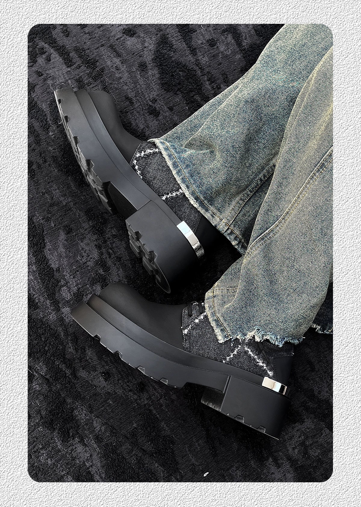 Iron Plate Denim Stitching Shoes
