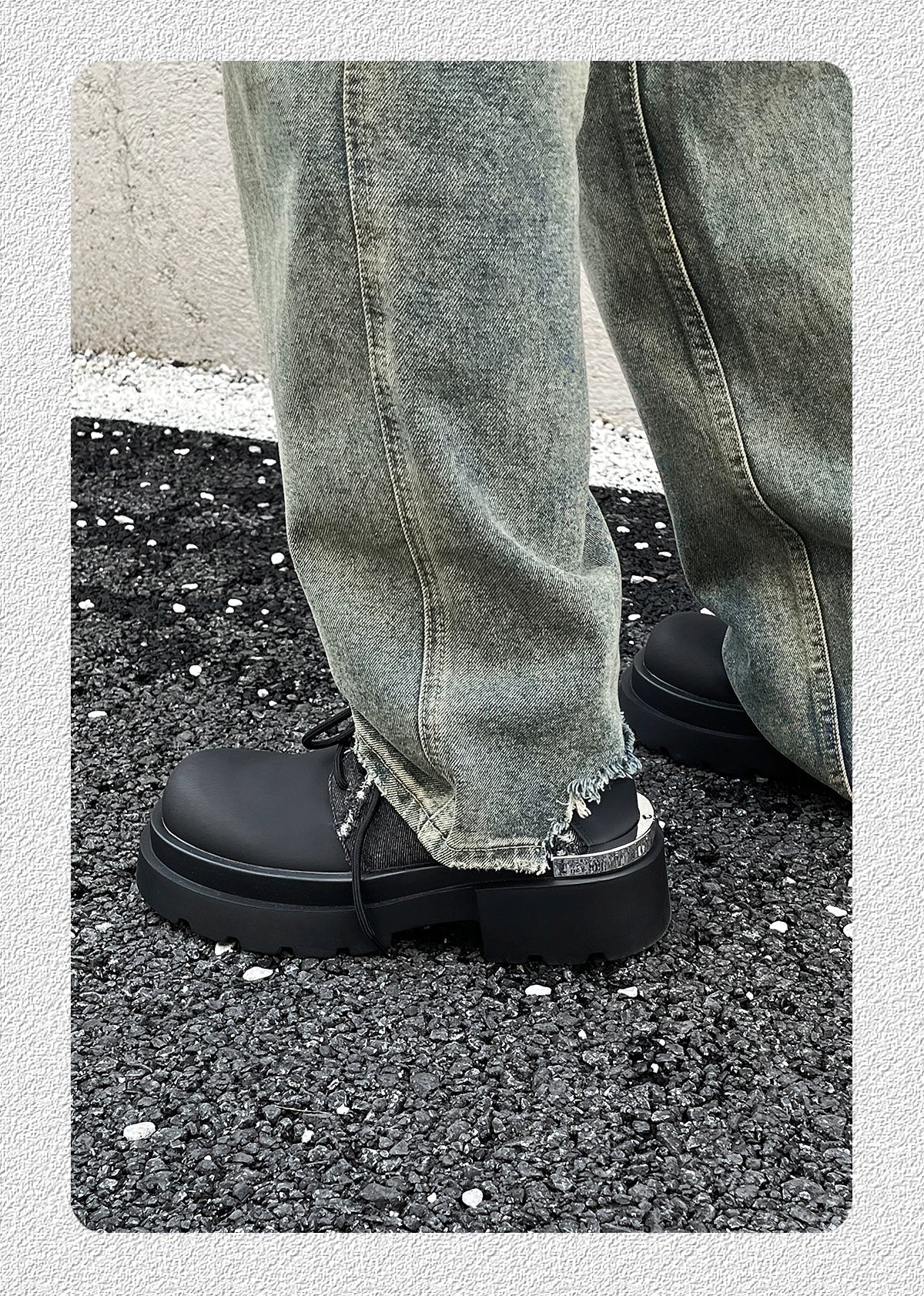 Iron Plate Denim Stitching Shoes