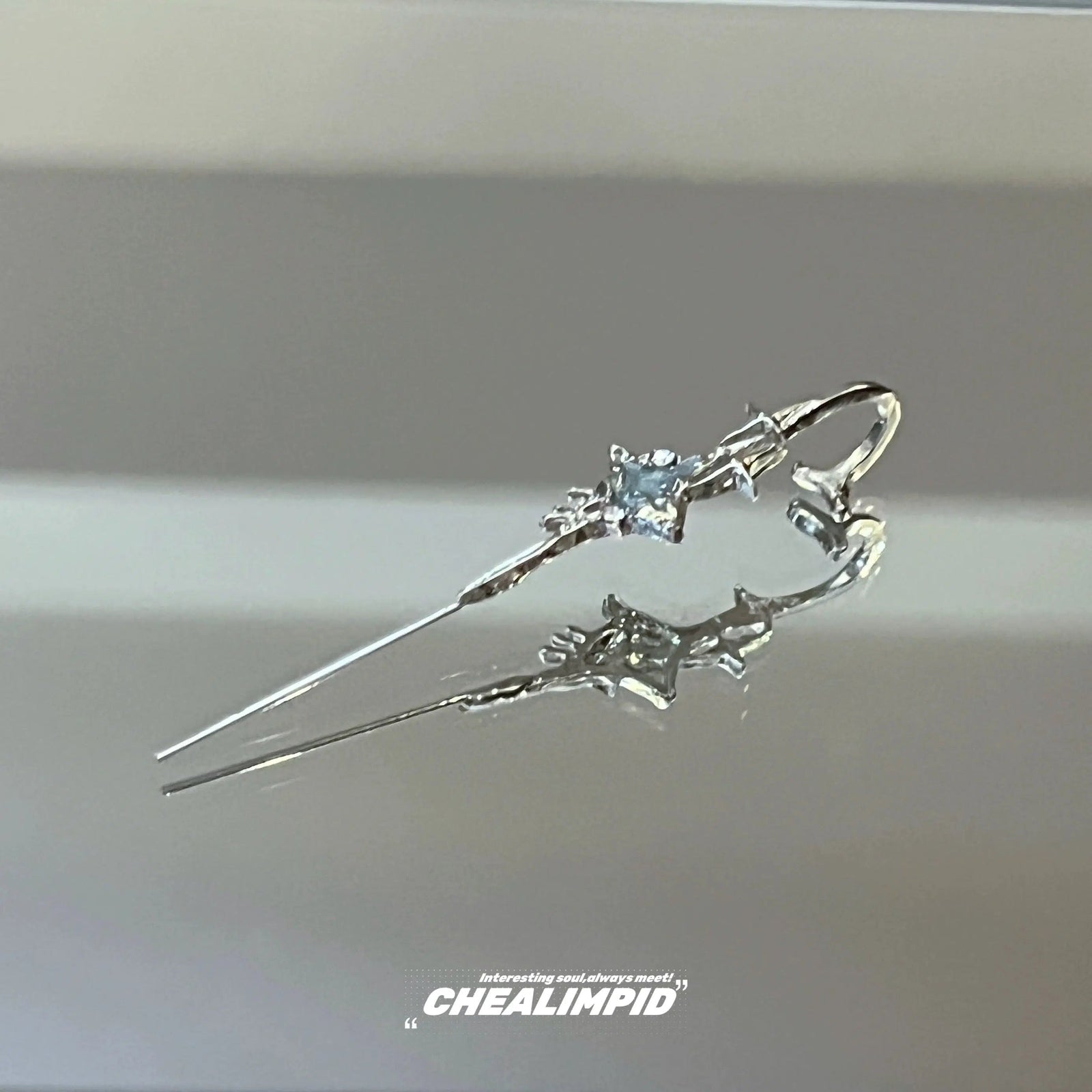 Irregular Glacier Sapphire Earrings