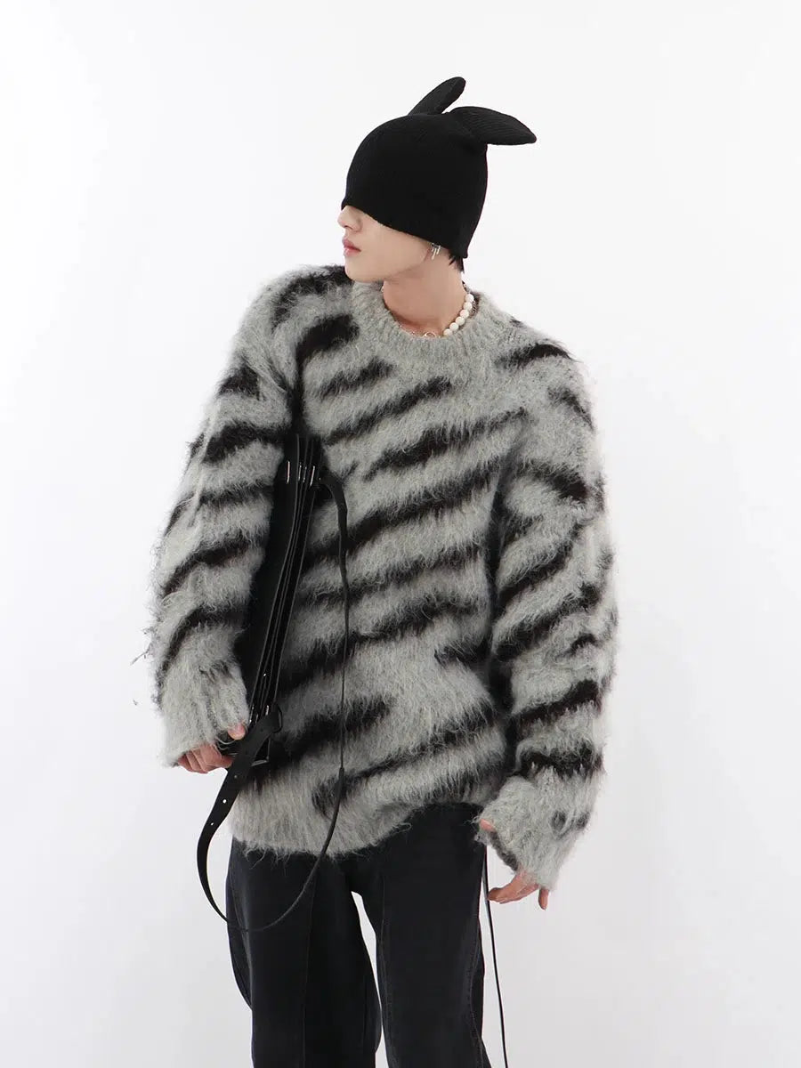 Zebra Pattern Mohair Sweater