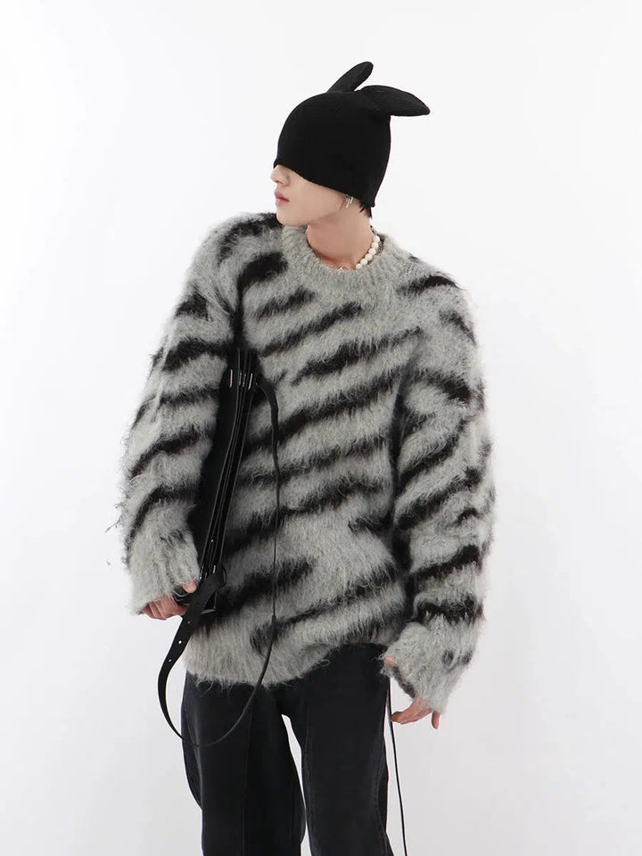 Zebra Pattern Mohair Sweater