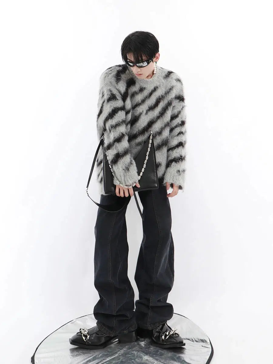Zebra Pattern Mohair Sweater
