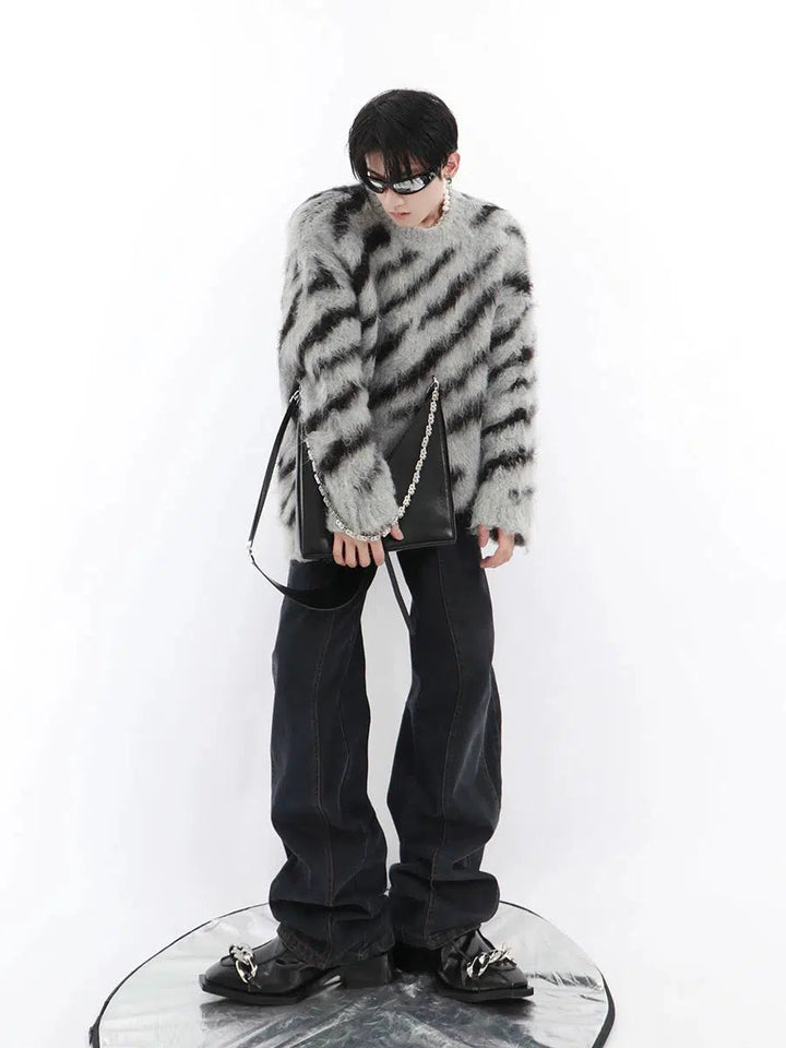 Zebra Pattern Mohair Sweater