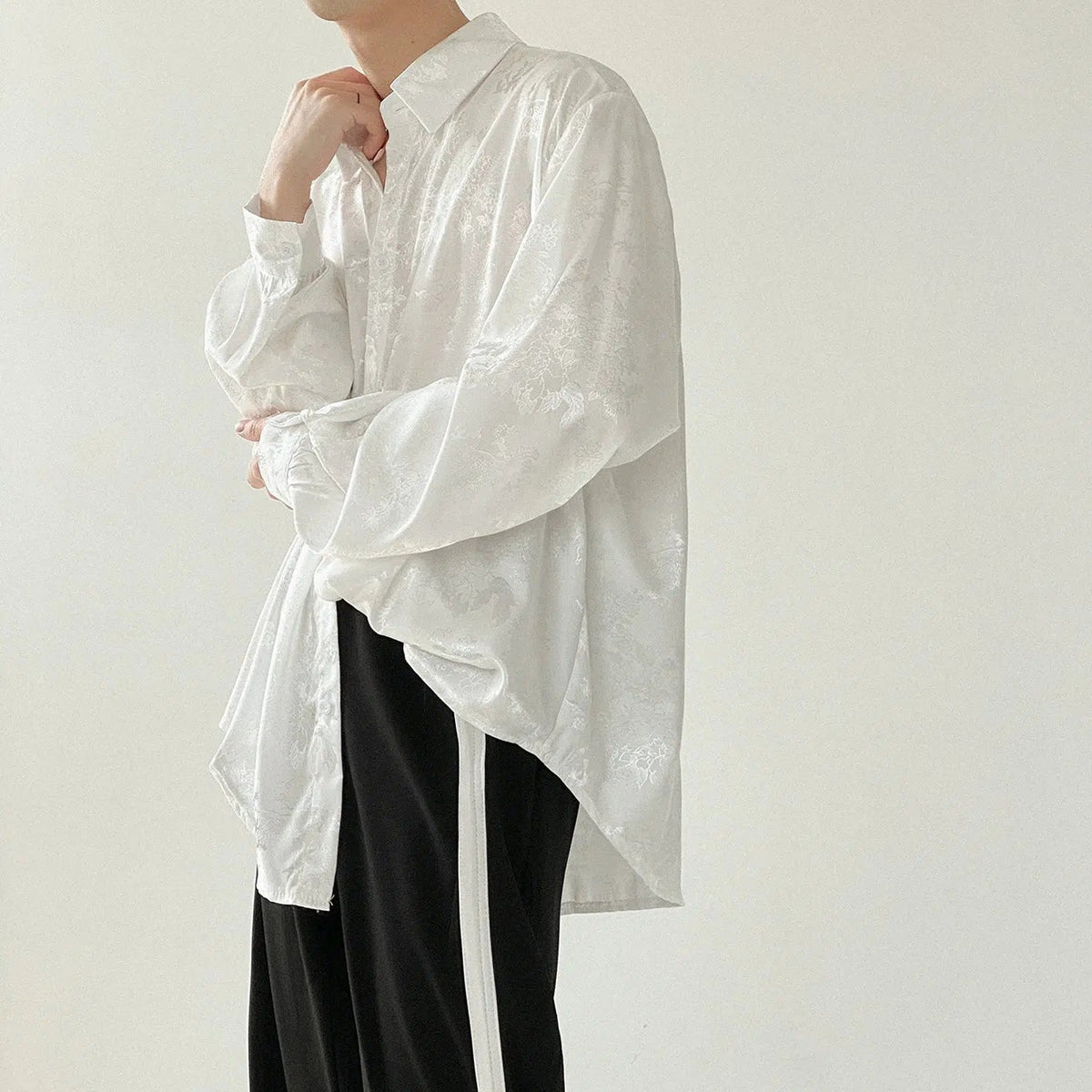 Jacquard Drape Long-sleeved Shirt