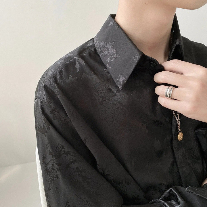Jacquard Drape Long-sleeved Shirt
