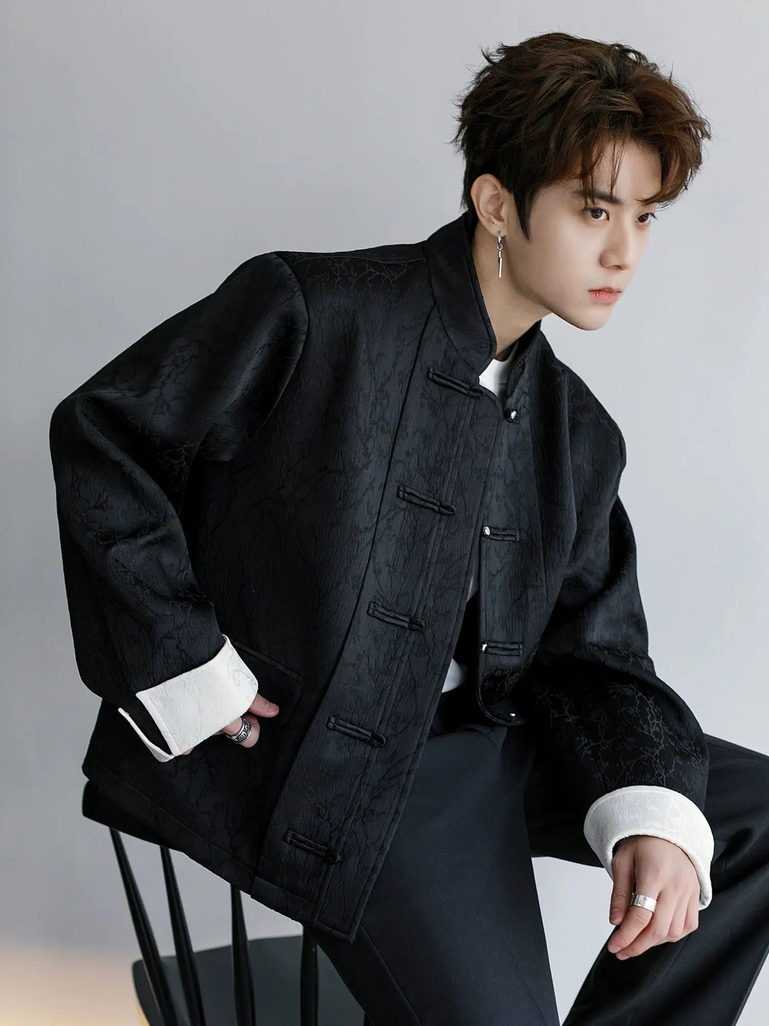 Japanese Black Stand-up Collar Jacket