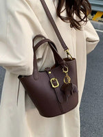 Keychain Leather Bucket Handbag