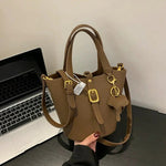Keychain Leather Bucket Handbag