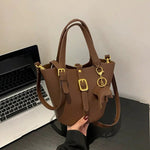 Keychain Leather Bucket Handbag