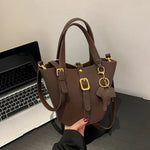 Keychain Leather Bucket Handbag