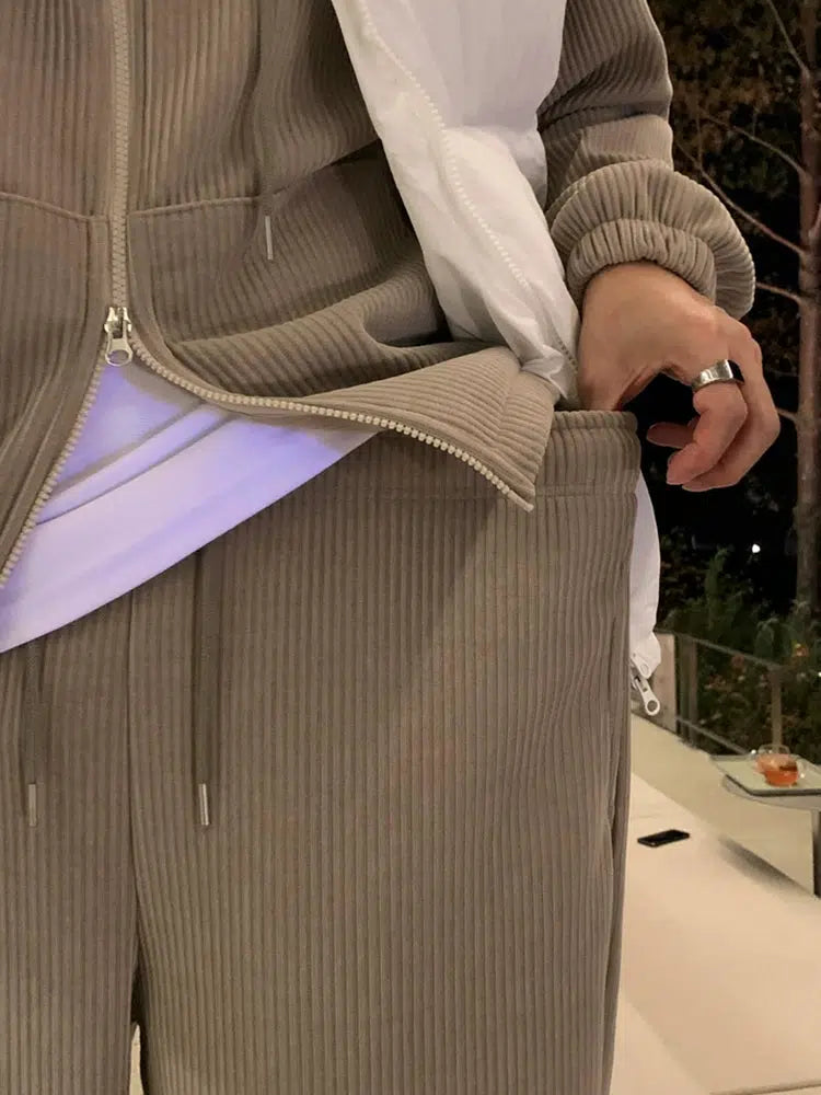 Khaki Hooded Sports Drape Suit