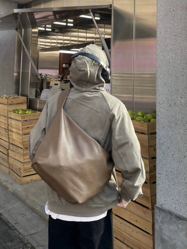 Khaki Leather Shoulder Bag