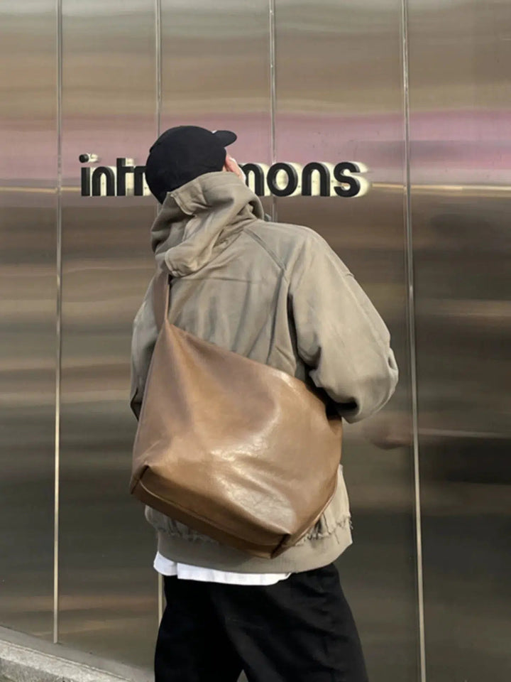 Khaki Leather Shoulder Bag