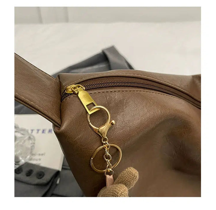 Khaki Leather Shoulder Bag