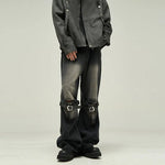 Knee Belt Straps Straight-leg Jeans