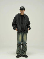 Knee Belt Straps Straight-leg Jeans