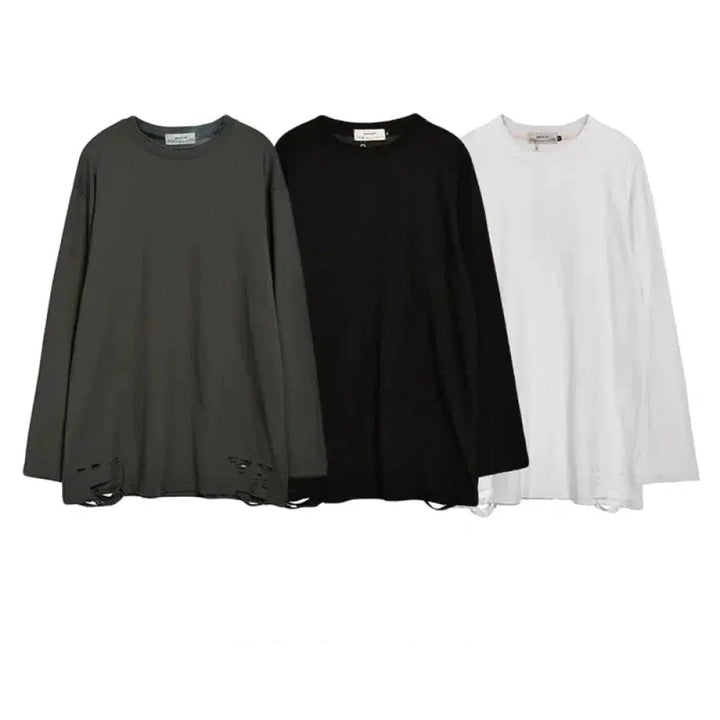 Knife Cut Holes Pure Cotton Bottoming Shirt
