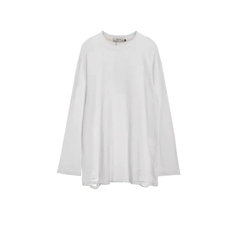 Knife Cut Holes Pure Cotton Bottoming Shirt
