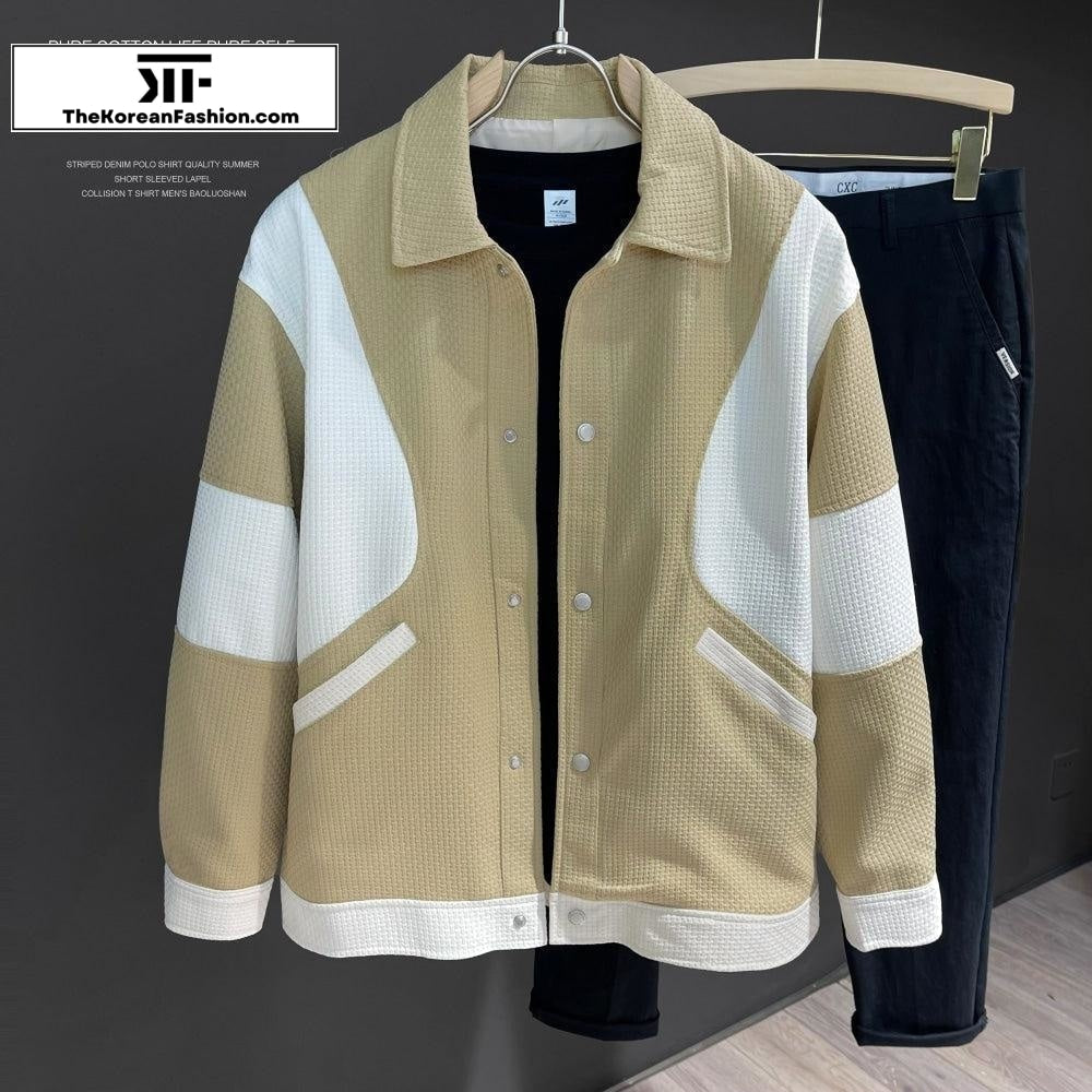 Knit Stitching Color Block Jacket