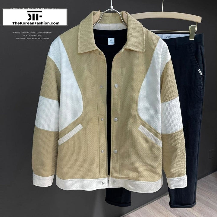 Knit Stitching Color Block Jacket