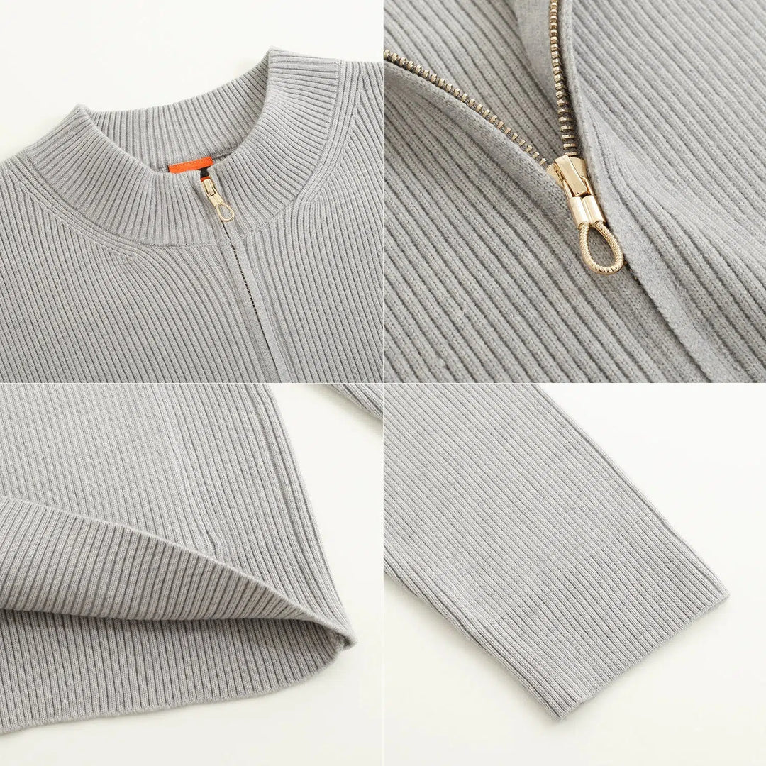 Knitted Cardigan Sweater With Zipper