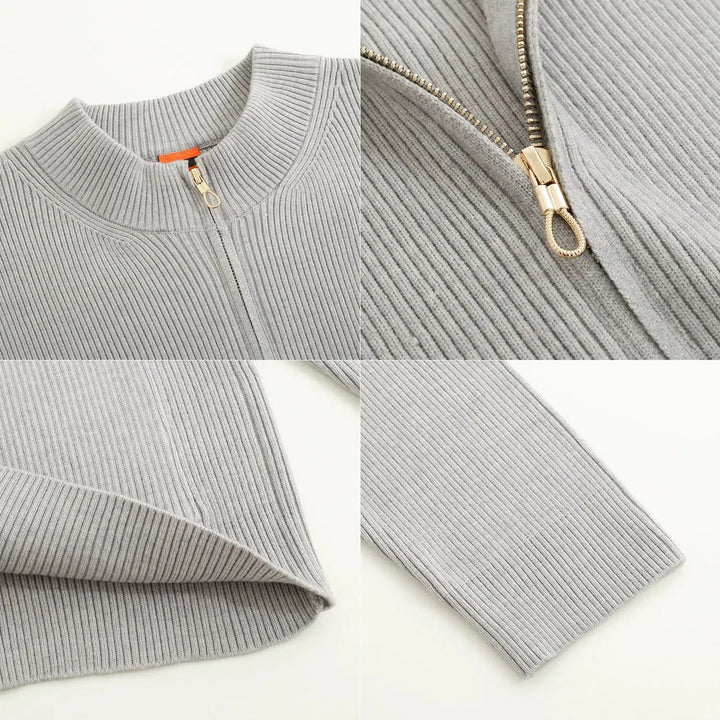Knitted Cardigan Sweater With Zipper