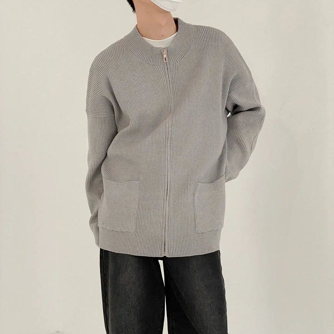 Knitted Cardigan Sweater With Zipper