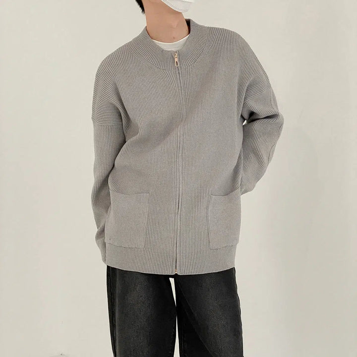 Knitted Cardigan Sweater With Zipper