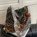 Knitted Chevron Pattern Shoulder Bag