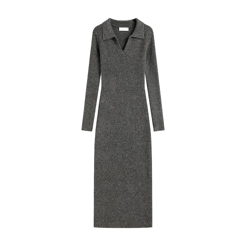 Knitted Long Sleeve Midi Dress
