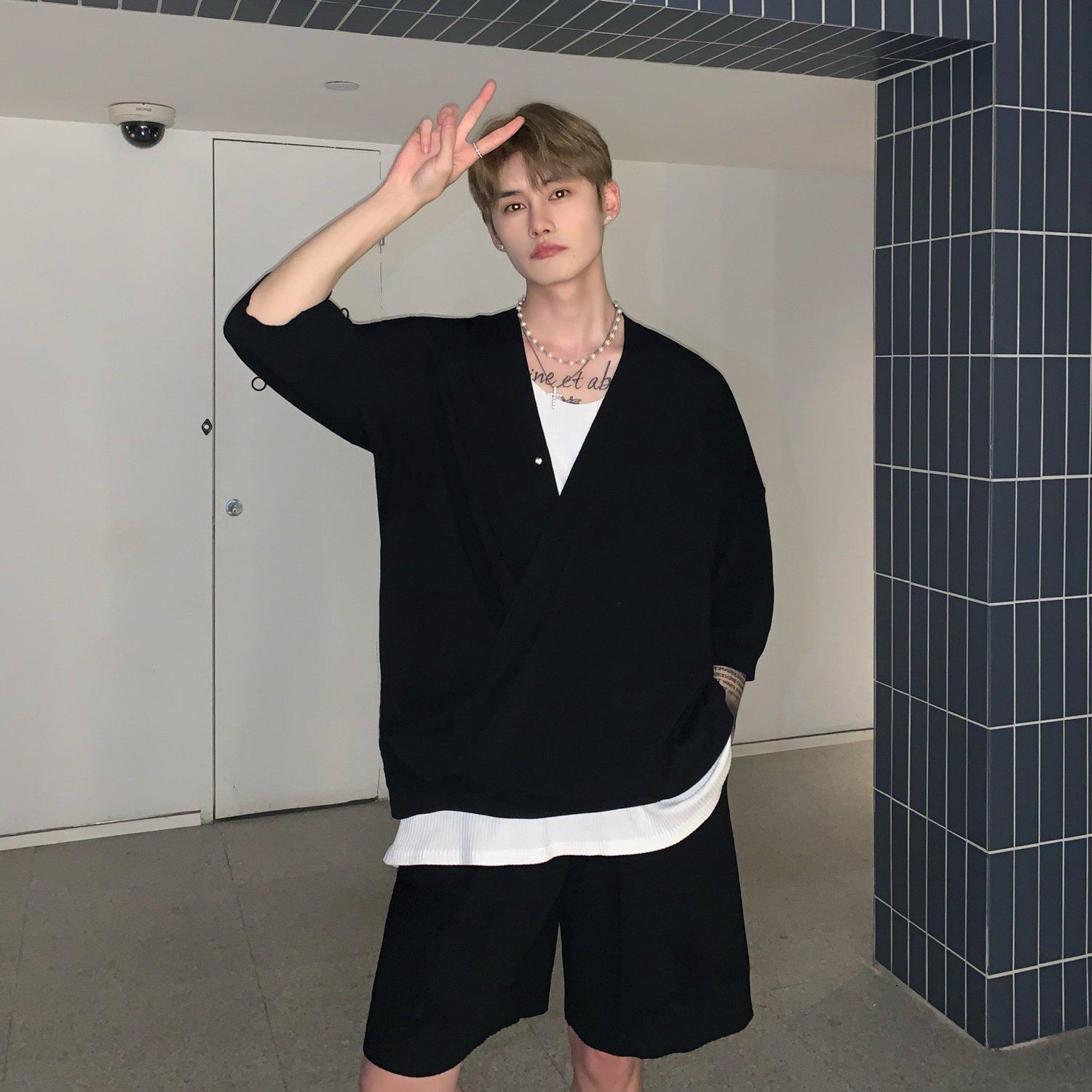 Knitted V-Neck Top & Shorts