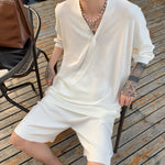 Knitted V-Neck Top & Shorts