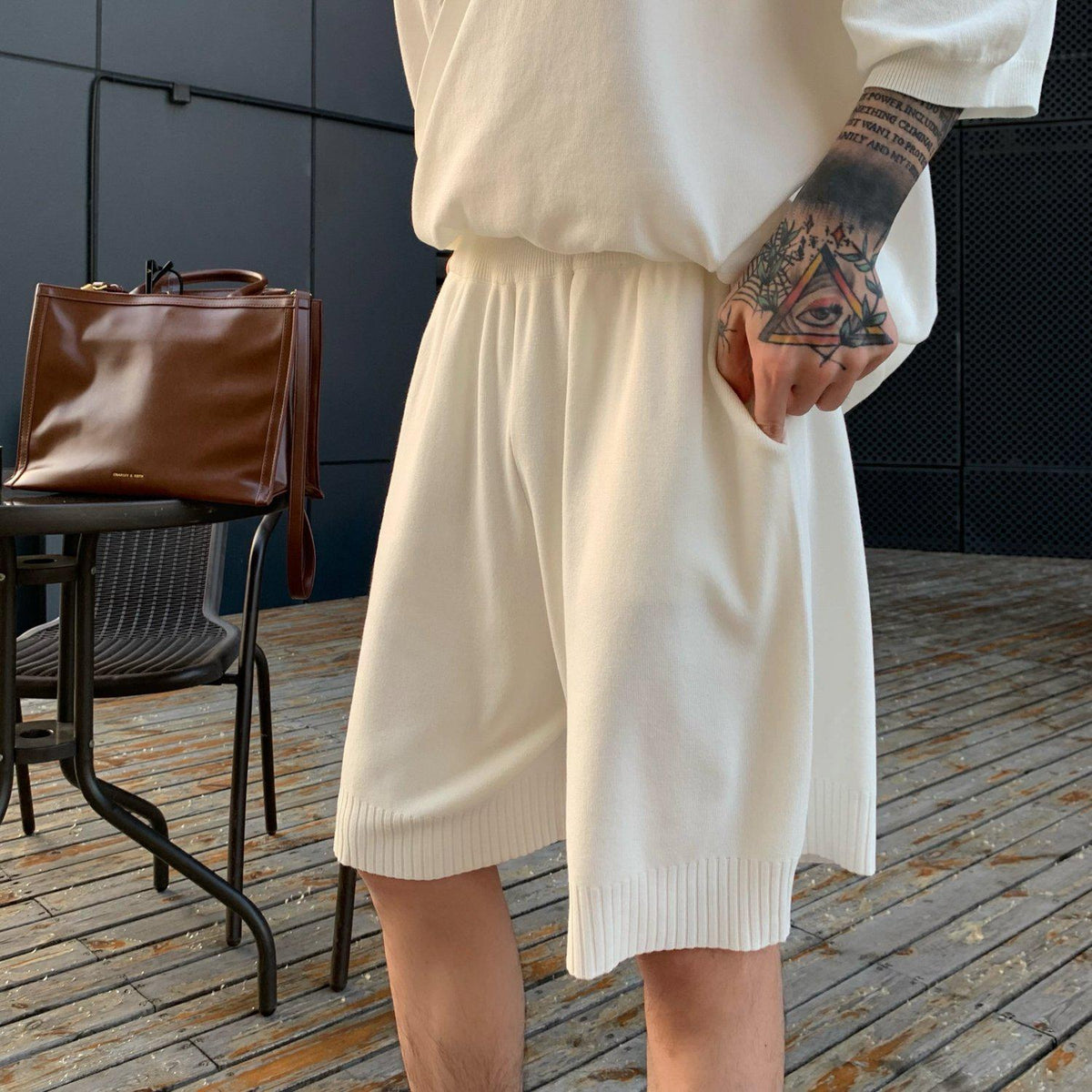 Knitted V-Neck Top & Shorts