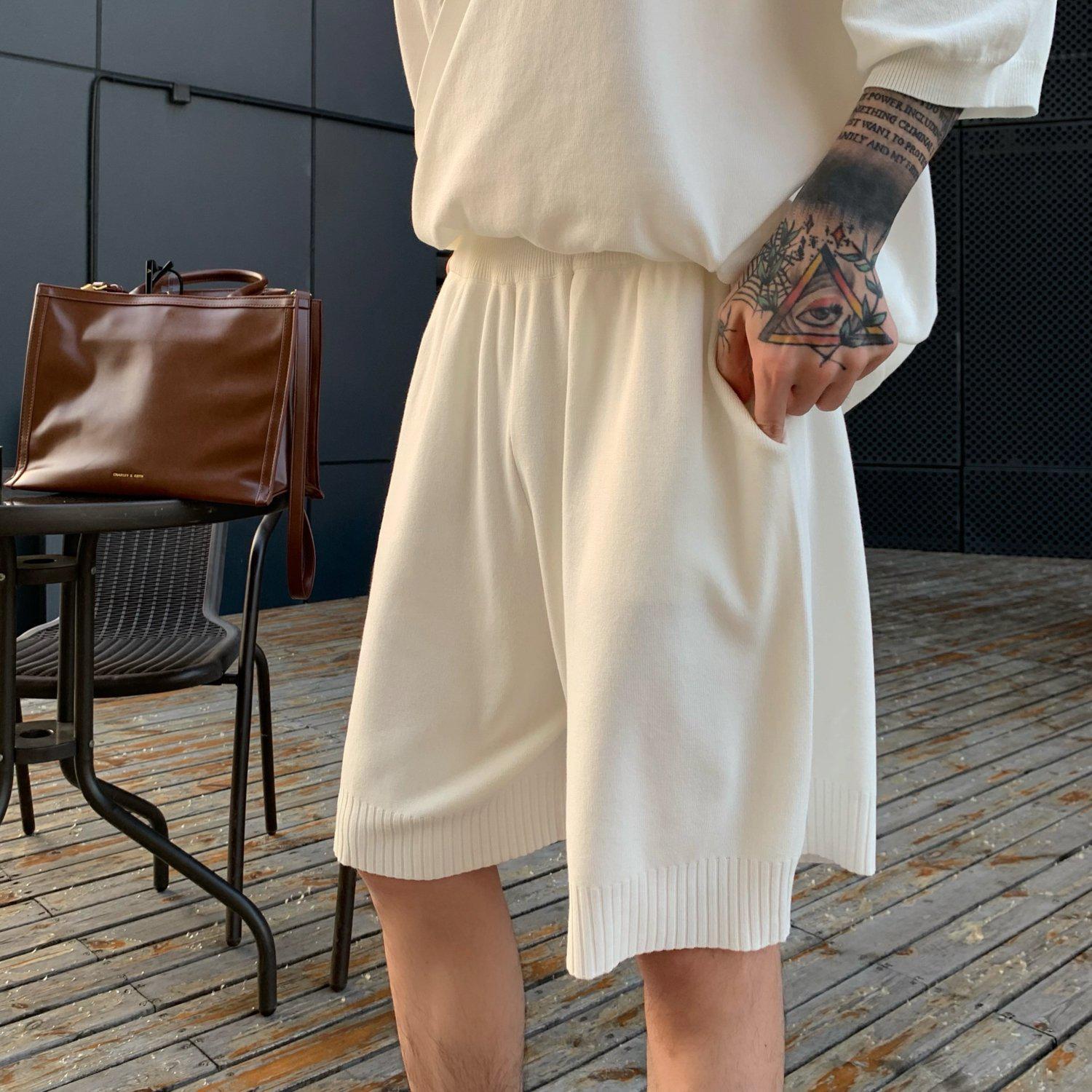 Knitted V-Neck Top & Shorts