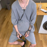 Knitted V-Neck Top & Shorts