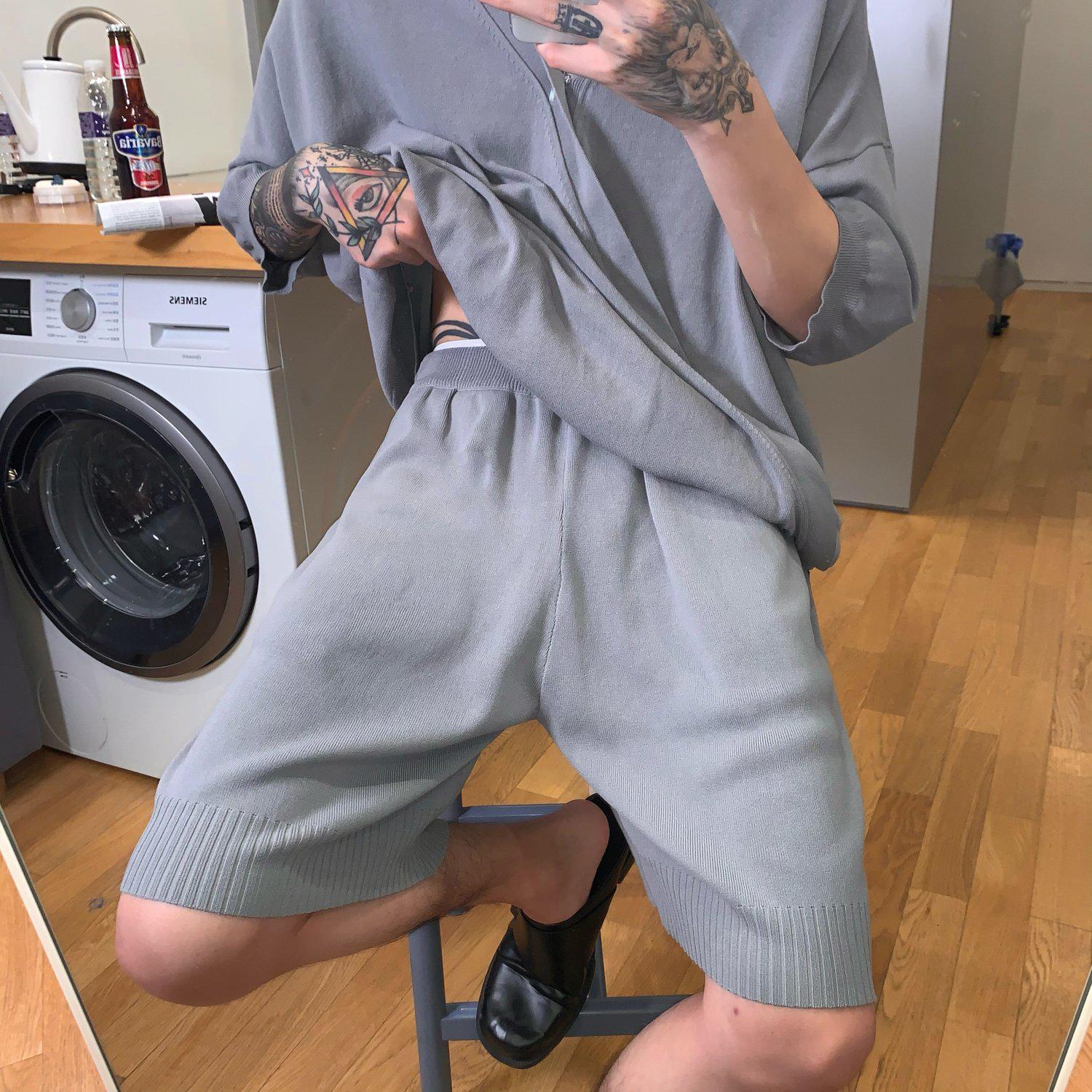 Knitted V-Neck Top & Shorts