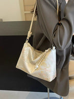 Knot Handle Embroidered Shoulder Bag