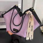 Knotted Embellished Pleated Tote Bag