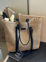 Knotted Handles Woven Tote Bag