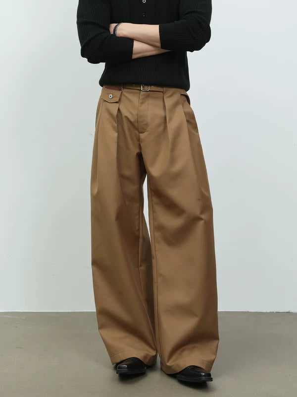 Pleated Wide Leg Straight Fit Dress Pants 2