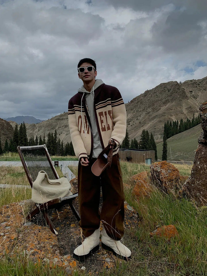 LONELY Graphic Knitted Hooded Jacket