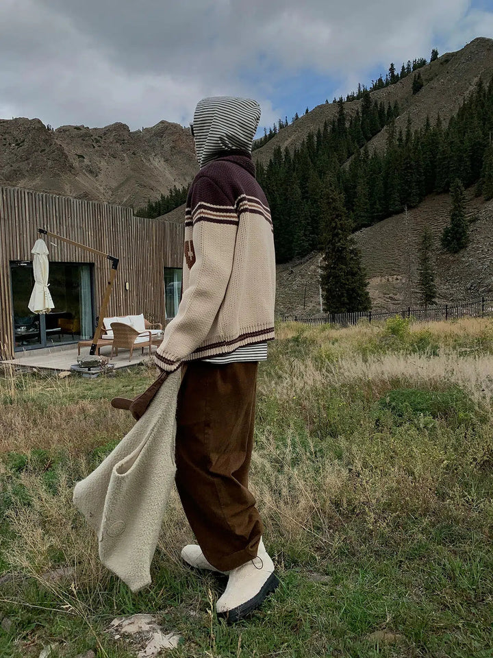 LONELY Graphic Knitted Hooded Jacket