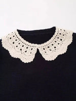 Lace Collar Knit Sweater Pleated Skirt Set