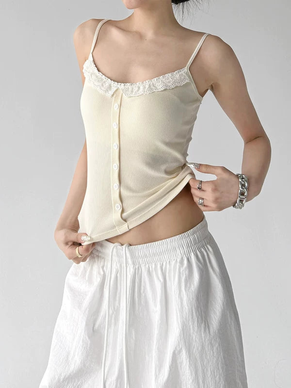 Lace Trim Button Front Camisole Top 5