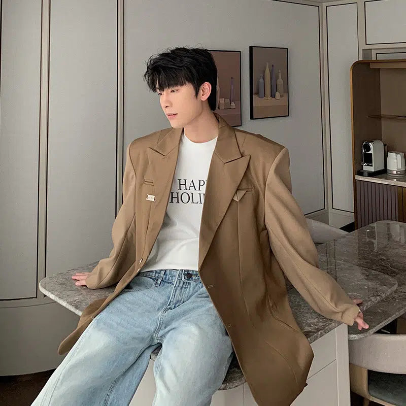 Lapel Collar Single Suit Jacket