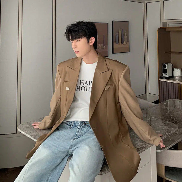 Lapel Collar Single Suit Jacket