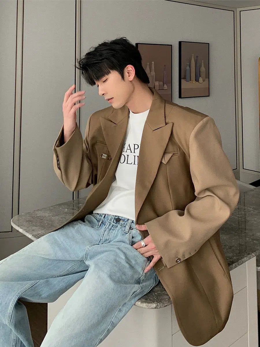 Lapel Collar Single Suit Jacket